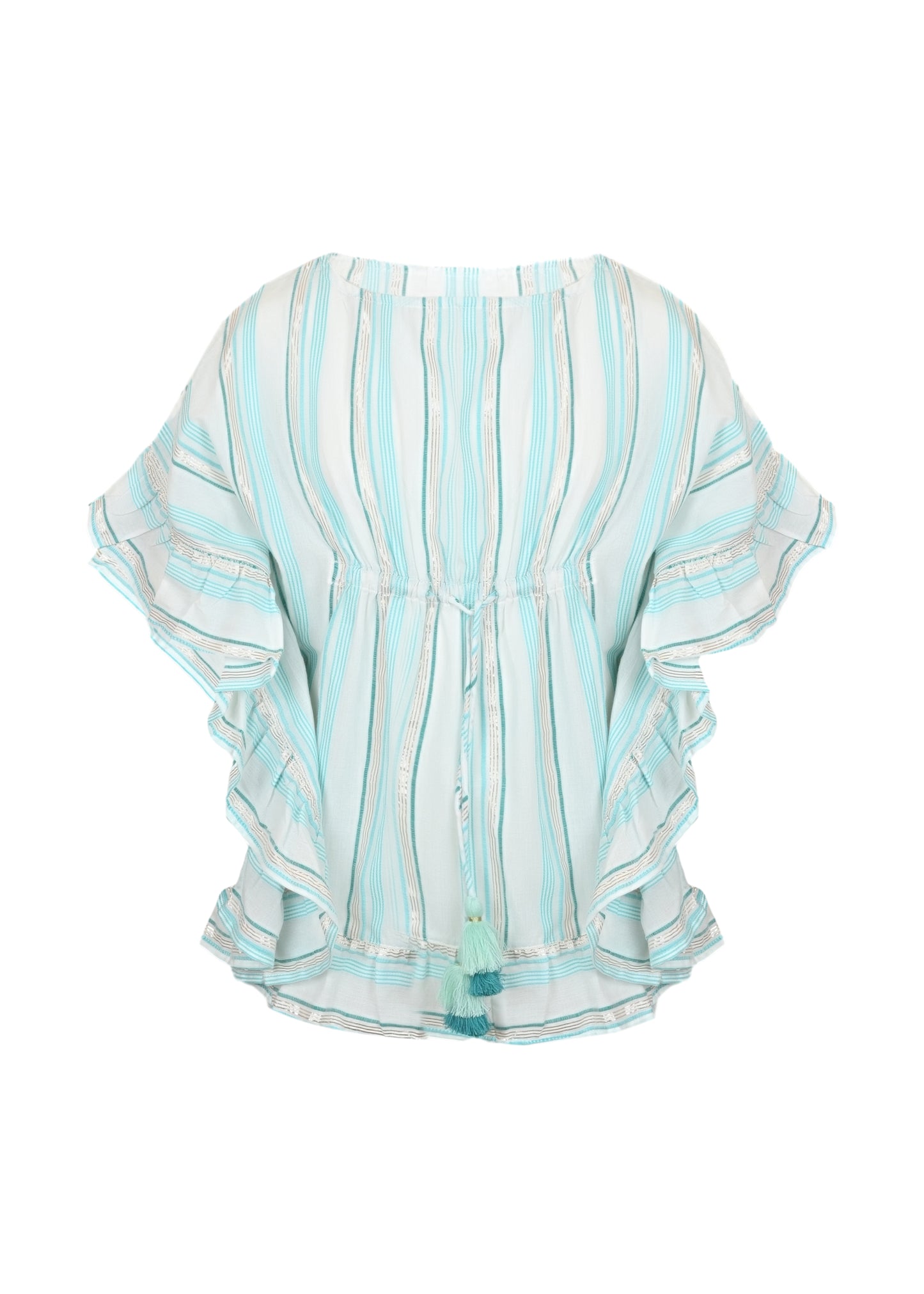 Load image into Gallery viewer, Lurex Striped Caftan with Pompoms - Kaftan

