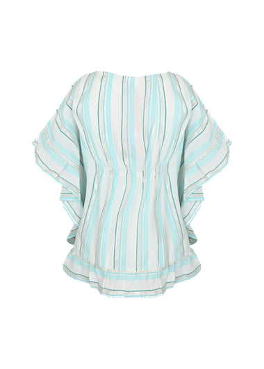 Lurex Striped Caftan with Pompoms - Kaftan