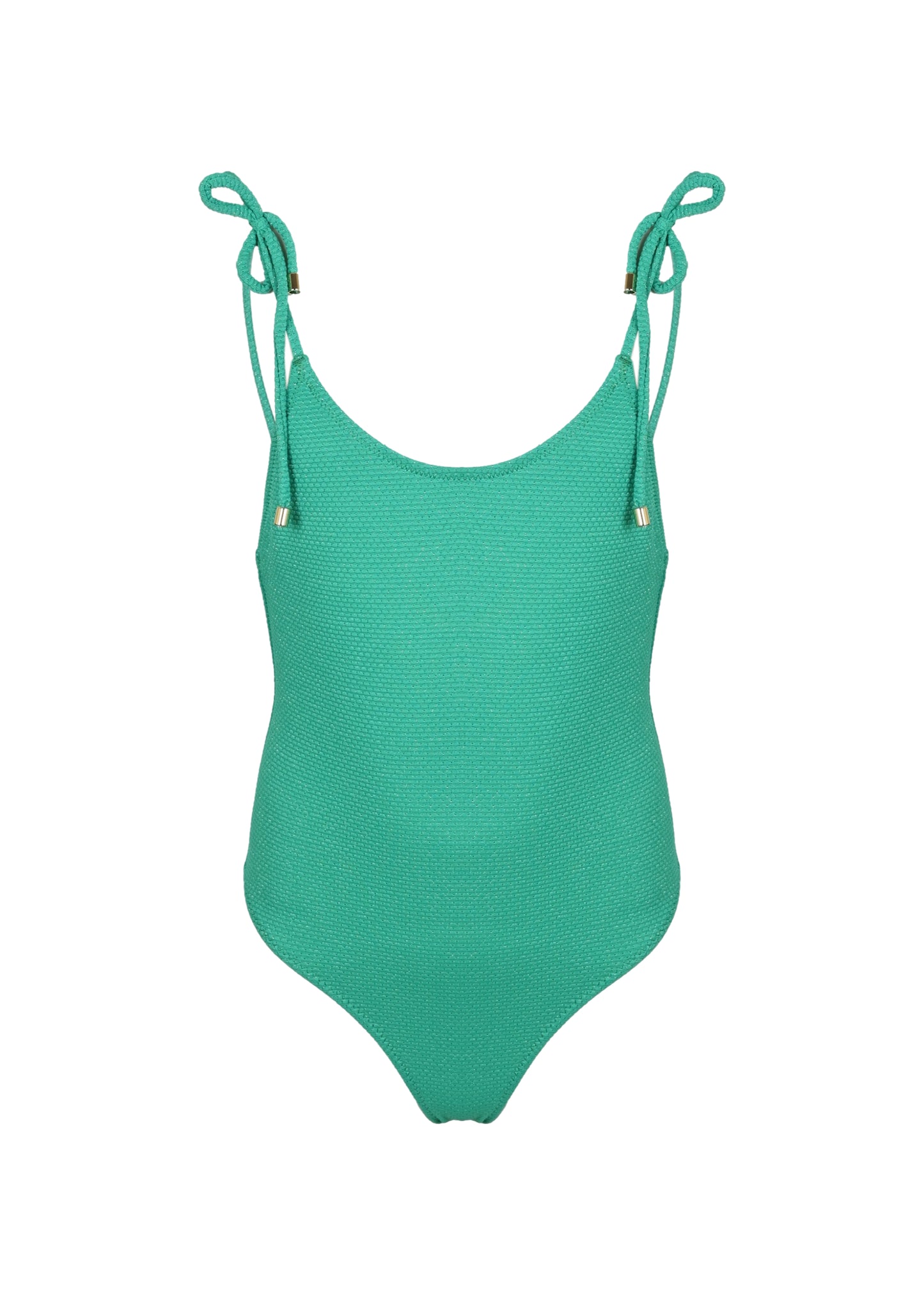 Load image into Gallery viewer, One Piece Swimsuit Lurex and Ties Peacock Green - One Piece

