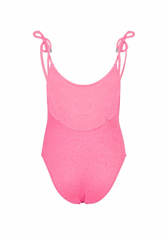 Load image into Gallery viewer, One Piece Swimsuit Lurex and Ties Pink - One Piece
