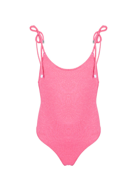 Load image into Gallery viewer, One Piece Swimsuit Lurex and Ties Pink - One Piece
