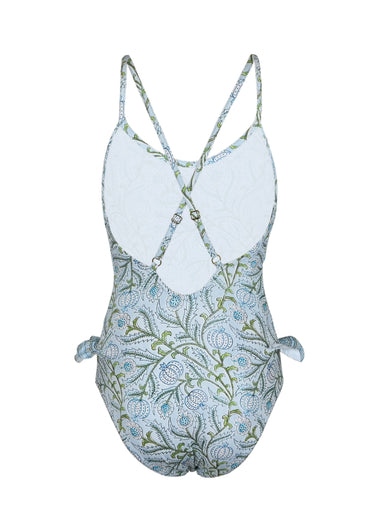 One piece Frill Blue Swimsuit