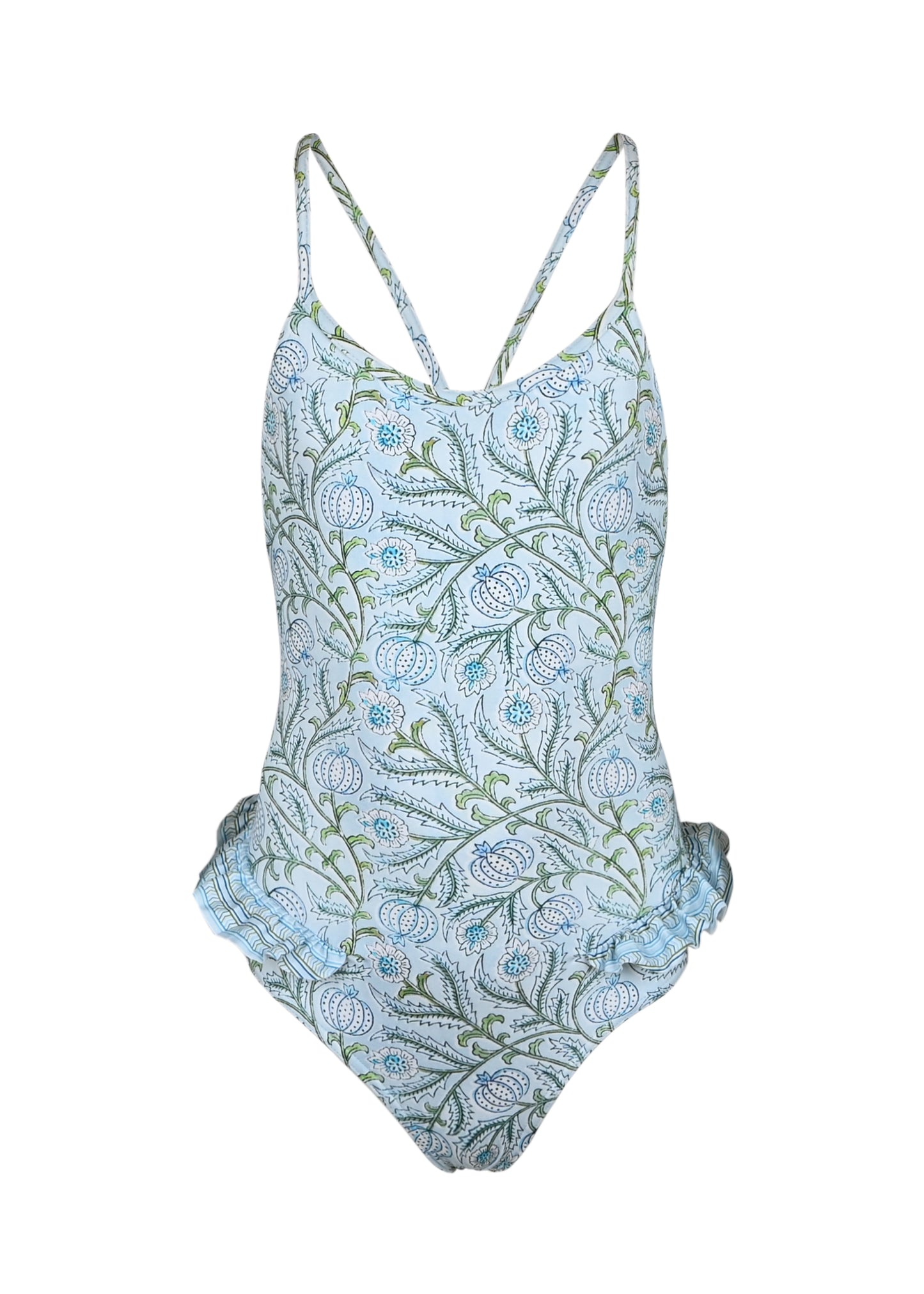 Load image into Gallery viewer, One piece Frill Blue Swimsuit
