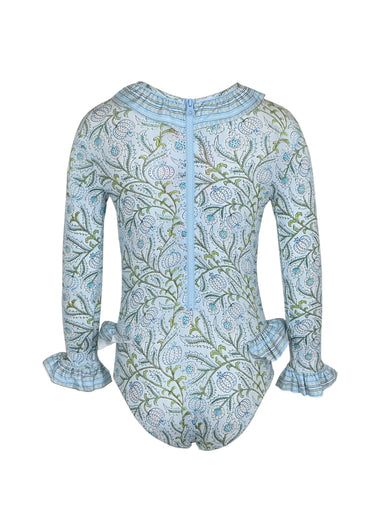 One piece baby long sleeves Blue Swimsuit