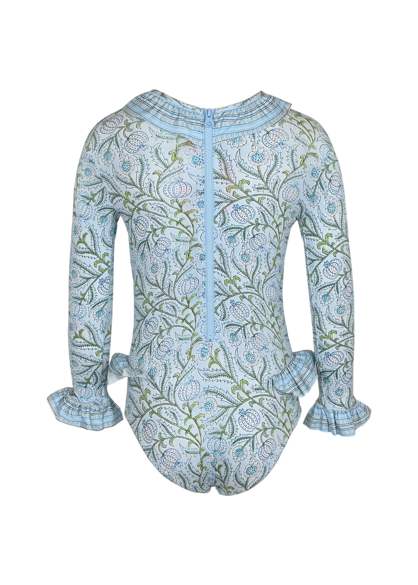 Load image into Gallery viewer, One piece baby long sleeves Blue Swimsuit
