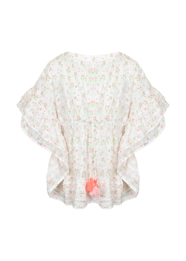 Printed Suzanna caftan with pompoms - Kaftan