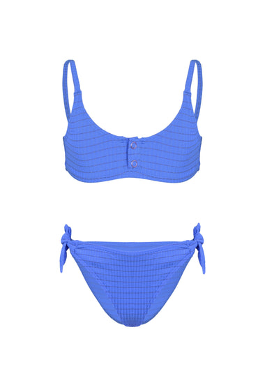Two pieces swimsuit lurex and Ties to Tighten Blue - Bikini