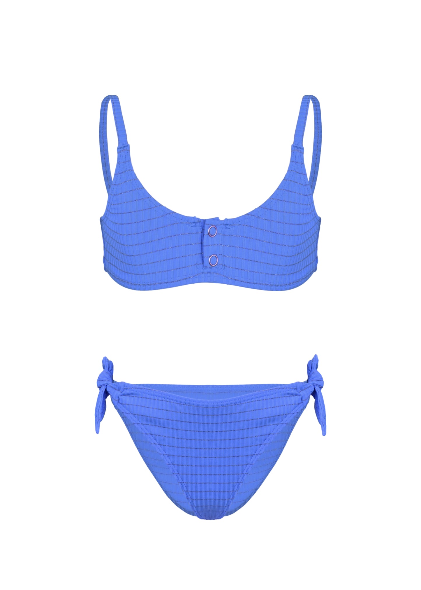 Load image into Gallery viewer, Two pieces swimsuit lurex and Ties to Tighten Blue - Bikini
