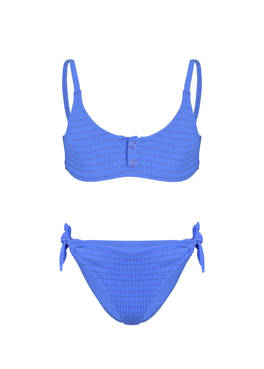 Load image into Gallery viewer, Two pieces swimsuit lurex and Ties to Tighten Blue - Bikini
