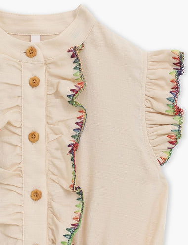 Lucky Kids Frill Playsuit Ivory