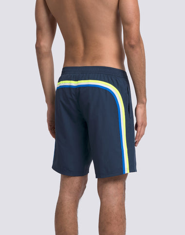 Men's Semi-Elastic Long Waist Swimshorts in Navy