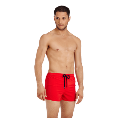Men Fitted Stretch Swim Short Red - Men’s Swim Shorts