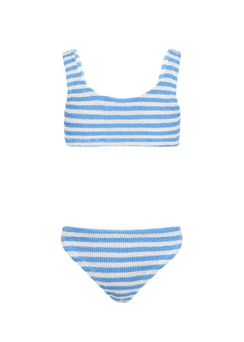 Light blue striped crinkle classic bralette bikini Baker