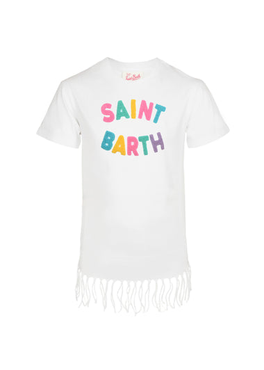 Abbey Dress with Fringe Terry White