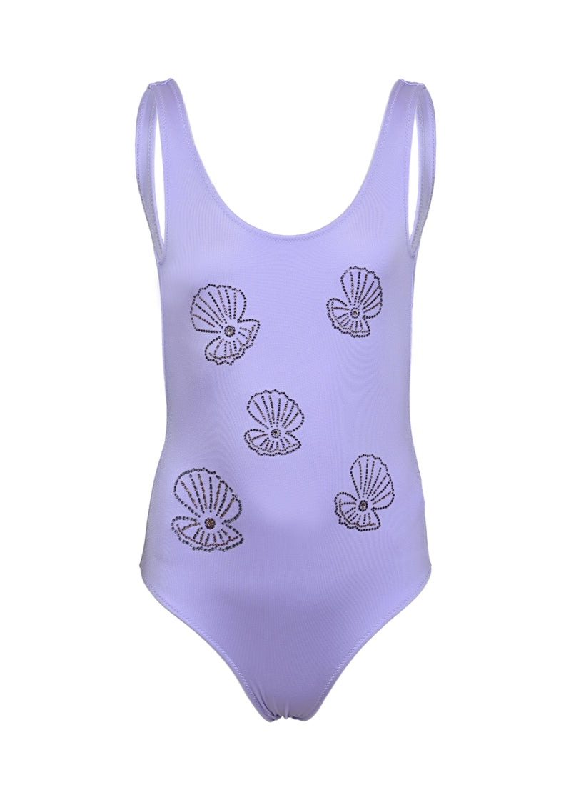 Cara Shiny Strass Shell One Piece Swimsuit