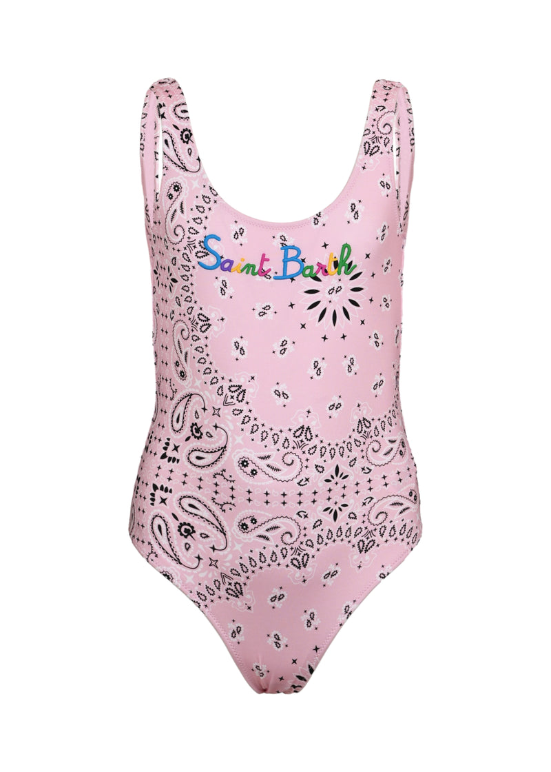 Cara one-piece swimsuit with Pink bandanna print