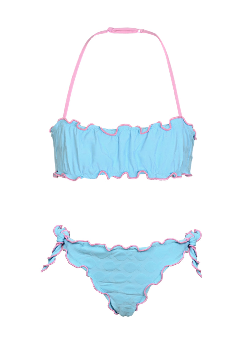 Emy Bandeau Bikini with Fish Embossed