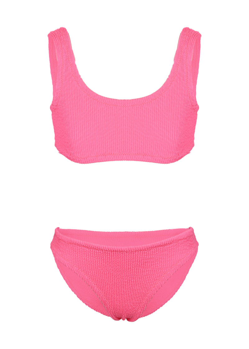 Neon Pink Crinkle Classic Bralette Bikini Baker