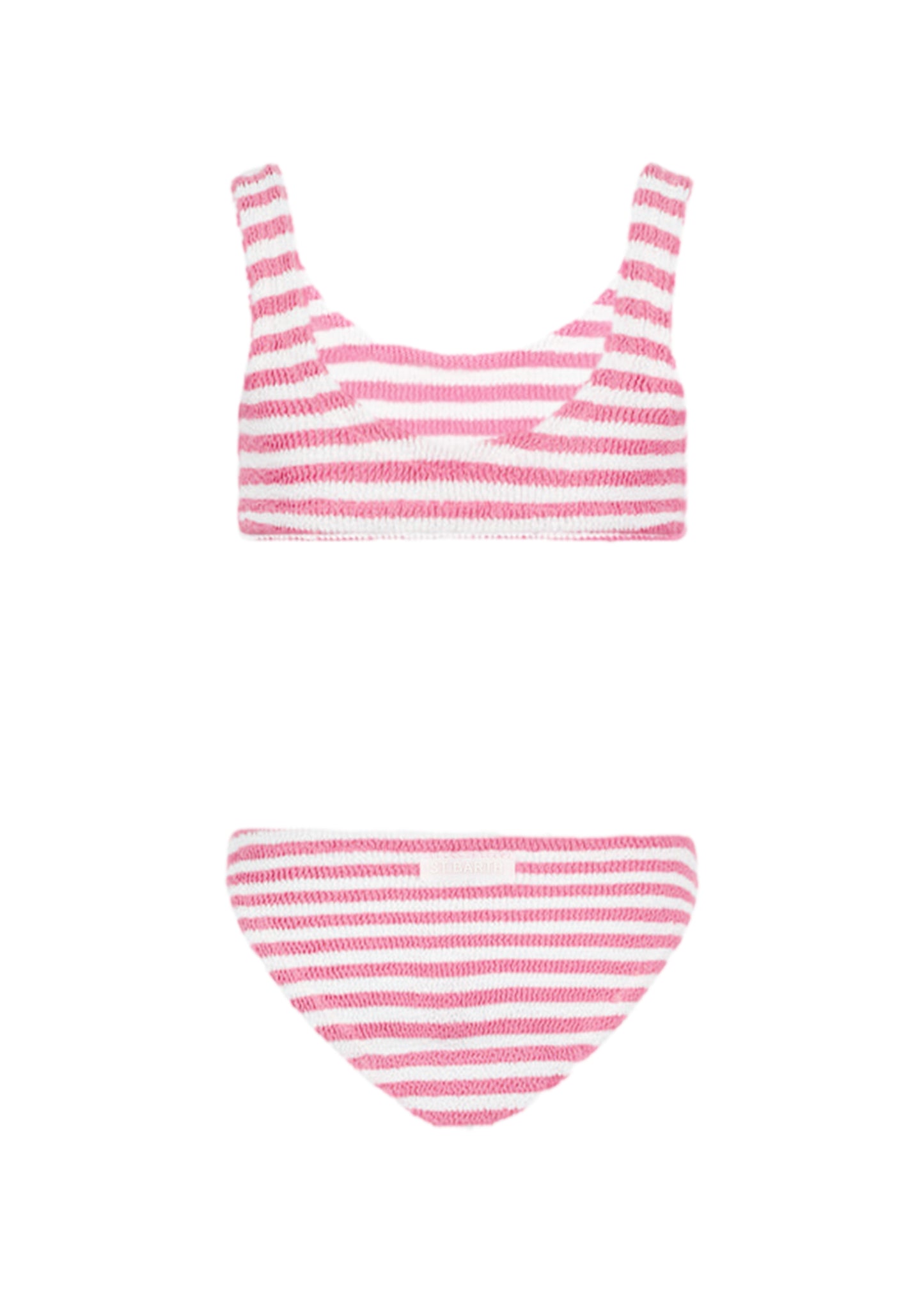 Load image into Gallery viewer, Pink striped crinkle classic bralette bikini Baker - Bikini

