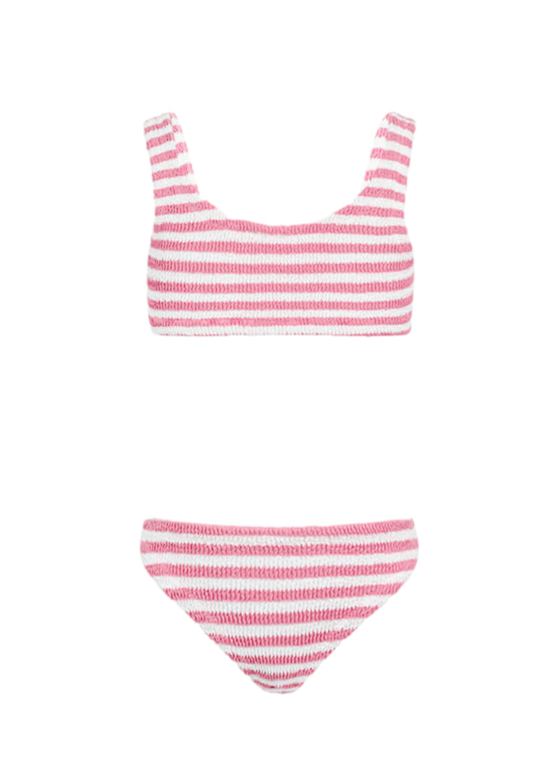 Pink striped crinkle classic bralette bikini Baker