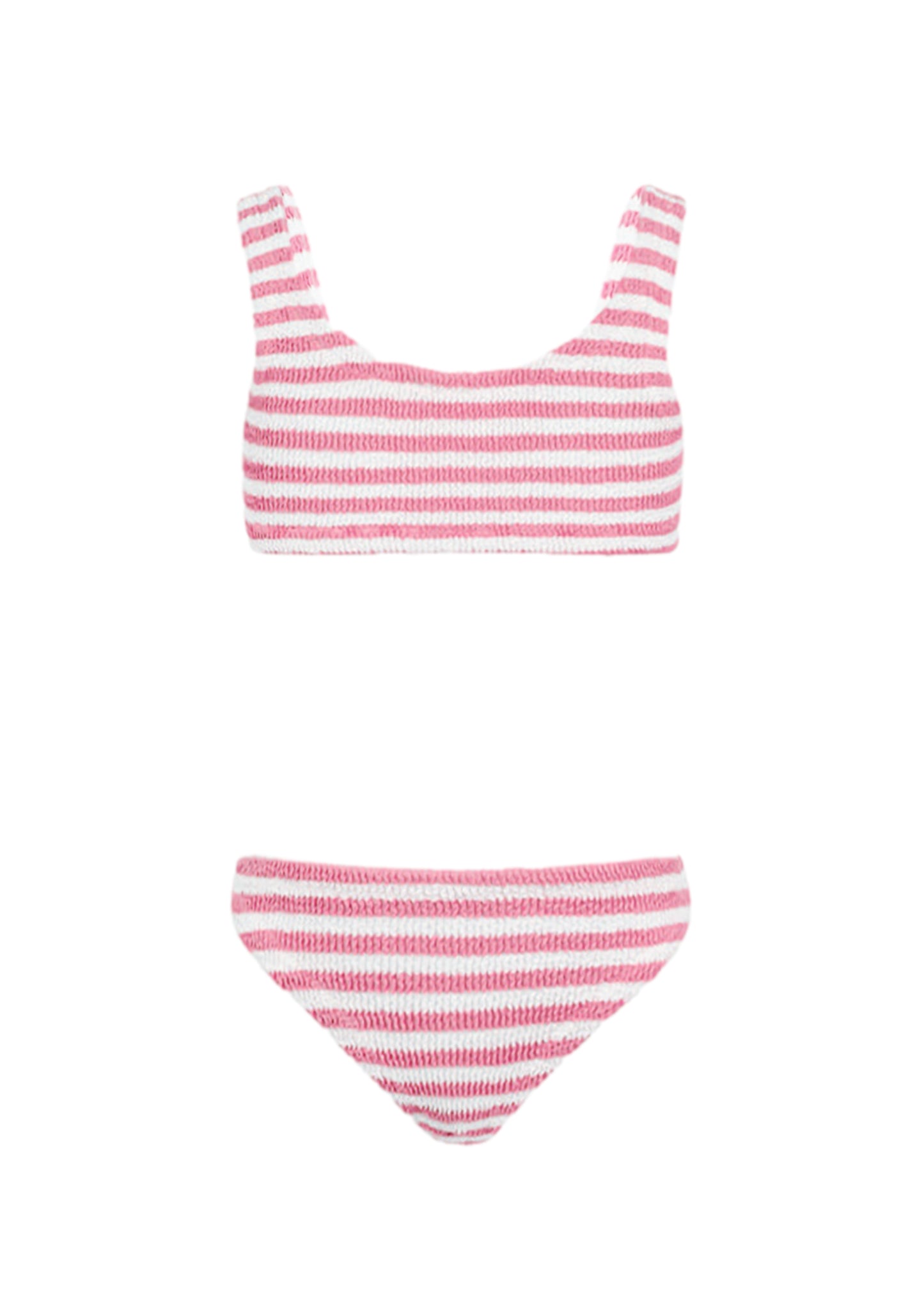 Load image into Gallery viewer, Pink striped crinkle classic bralette bikini Baker - Bikini
