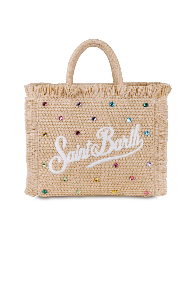 Colette Straw with Multi Rhinestone Embellishment Bag
