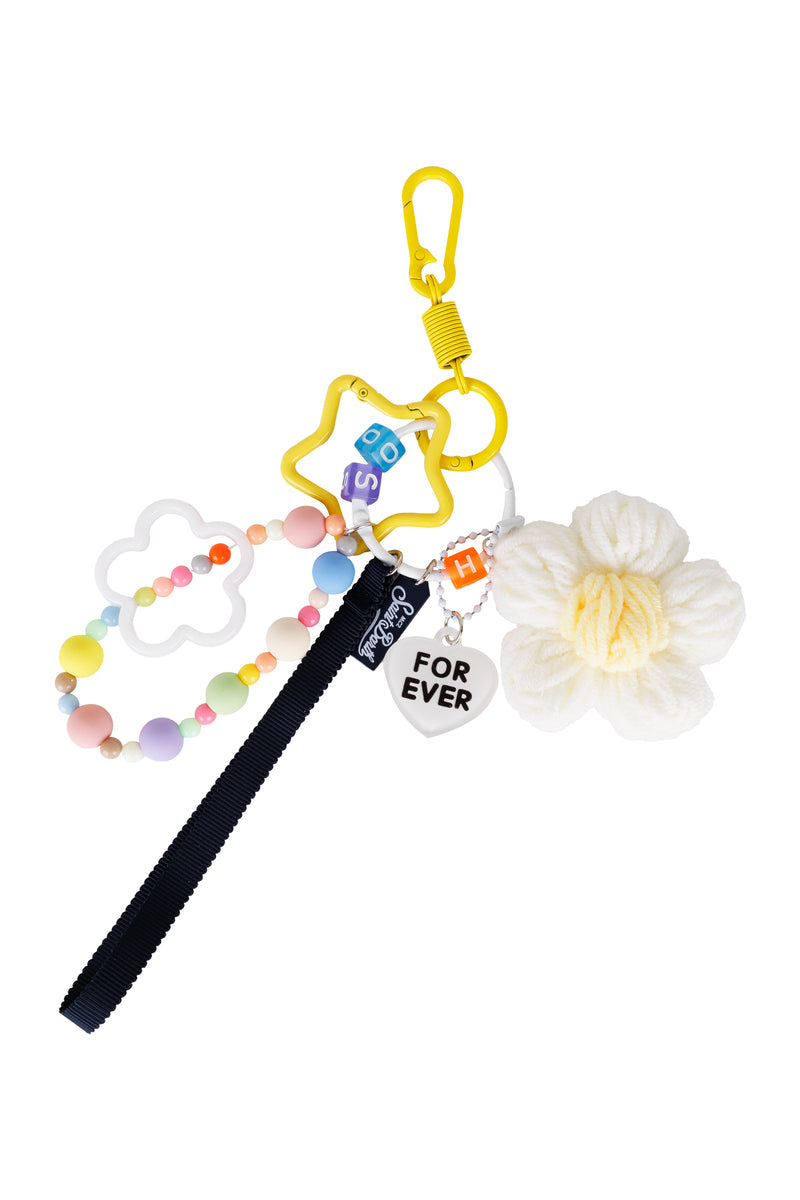 Keyring Loop with Daisy Bracelet Pearl