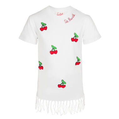 Abbey Dress with Fringe Cherry White - Dress