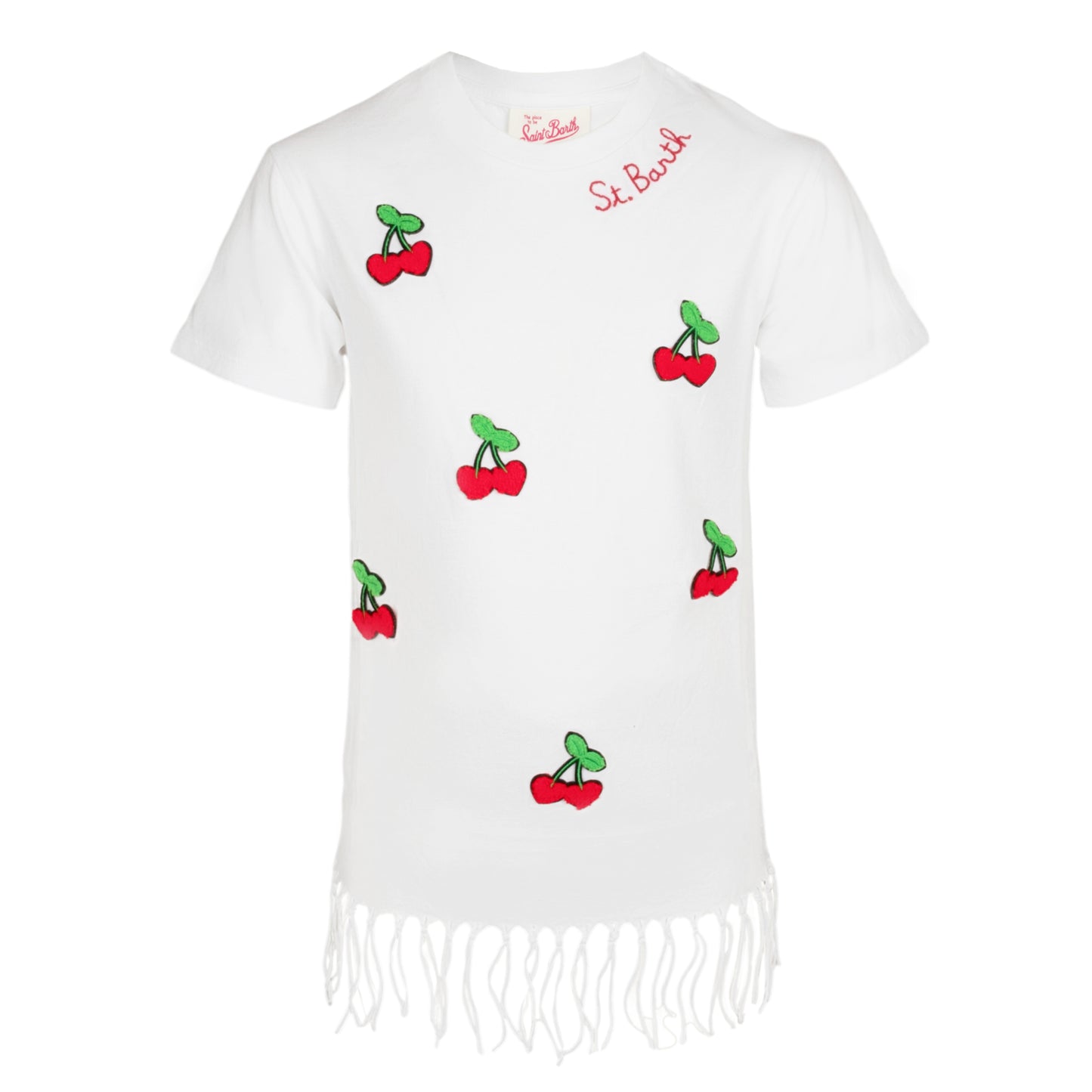 Load image into Gallery viewer, Abbey Dress with Fringe Cherry White - Dress
