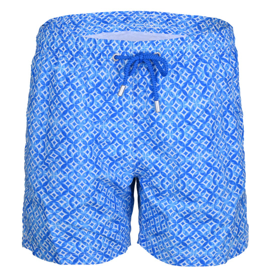 Load image into Gallery viewer, Gustavia Geo Mono Blue - Men’s Swim Shorts
