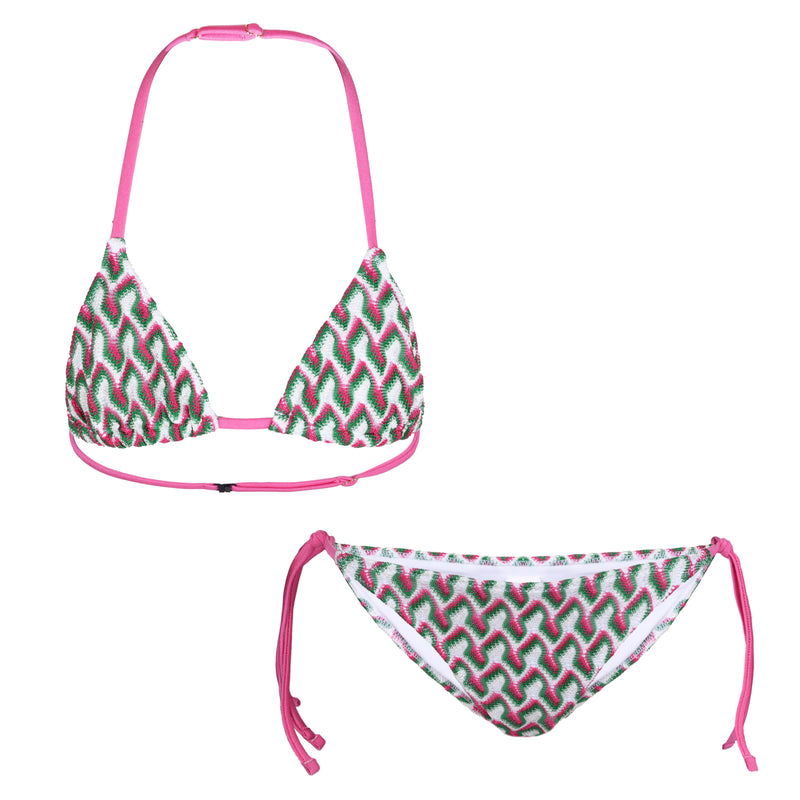 Holly Triangle Girls Bikini Emerald-Fuscia Multi