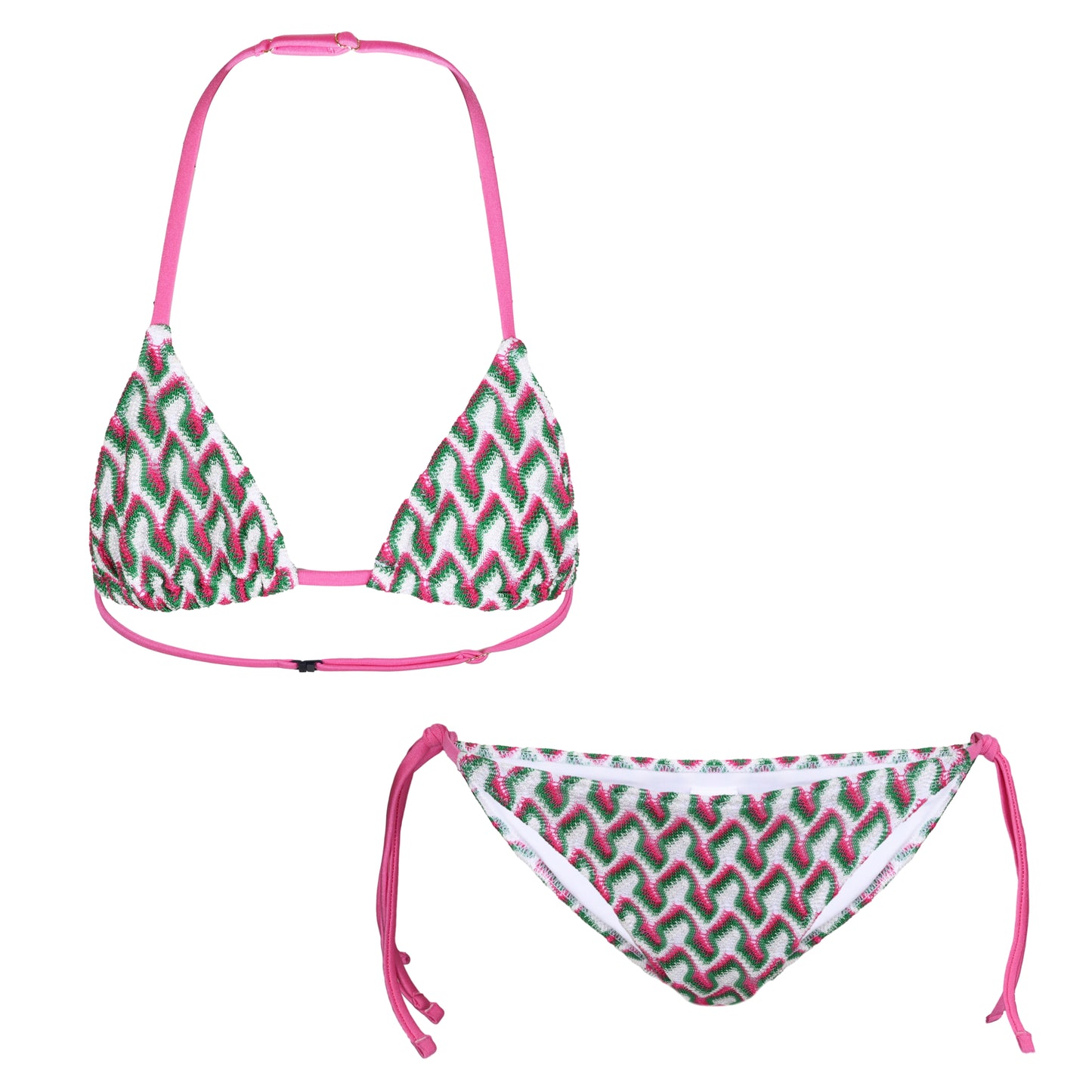 Load image into Gallery viewer, Holly Triangle Girls Bikini Emerald-Fuscia Multi - Girls Bikini
