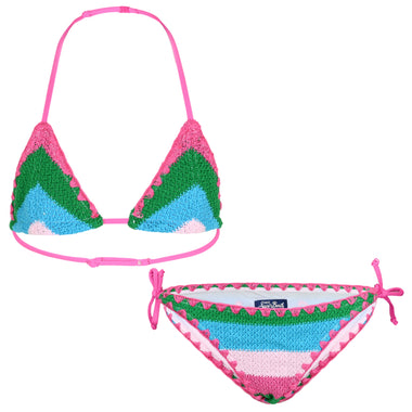 Holly Triangle Bikini Green Blue & Pink - Bikini