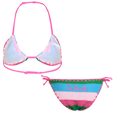 Holly Triangle Bikini Green Blue & Pink - Bikini