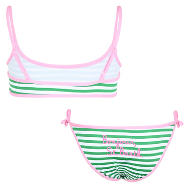 Jaiden String Stripes Bonjour Green & Pink - Girls Bikini