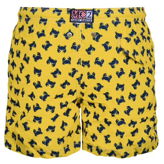 Jean Lighting Crab Fluo Yellow/Blue Boys Swimshorts - Swim Shorts
