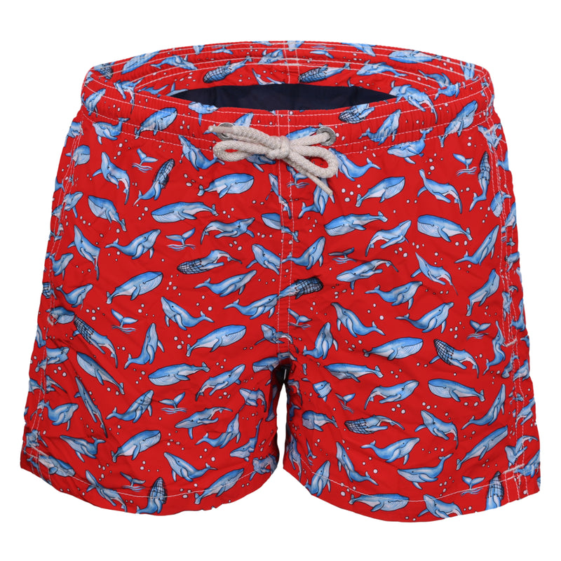 Jean Lighting Net Whale Red Boys Swimshorts