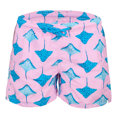 Jean Stingray Pois Pink/Blue Boys Swimshorts - Swim Shorts