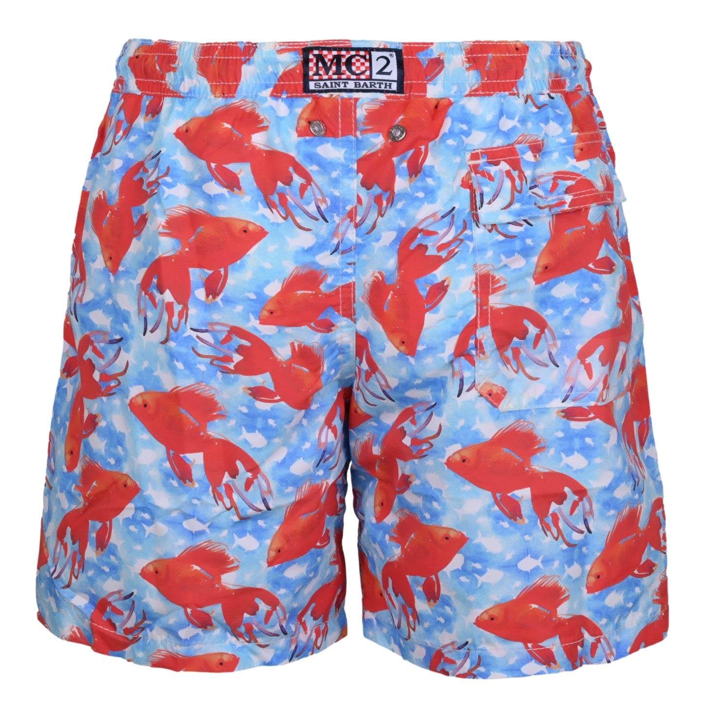 Load image into Gallery viewer, Jean Swem Fish Blue/Red Boys Swimshorts - Swim Shorts
