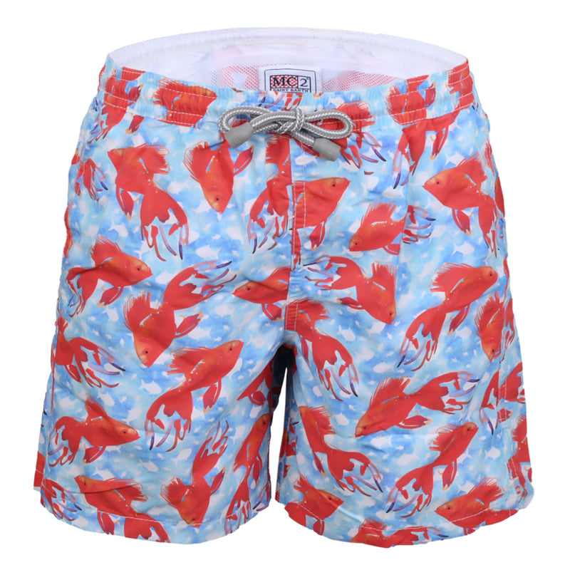 Jean Swem Fish Blue/Red Boys Swimshorts