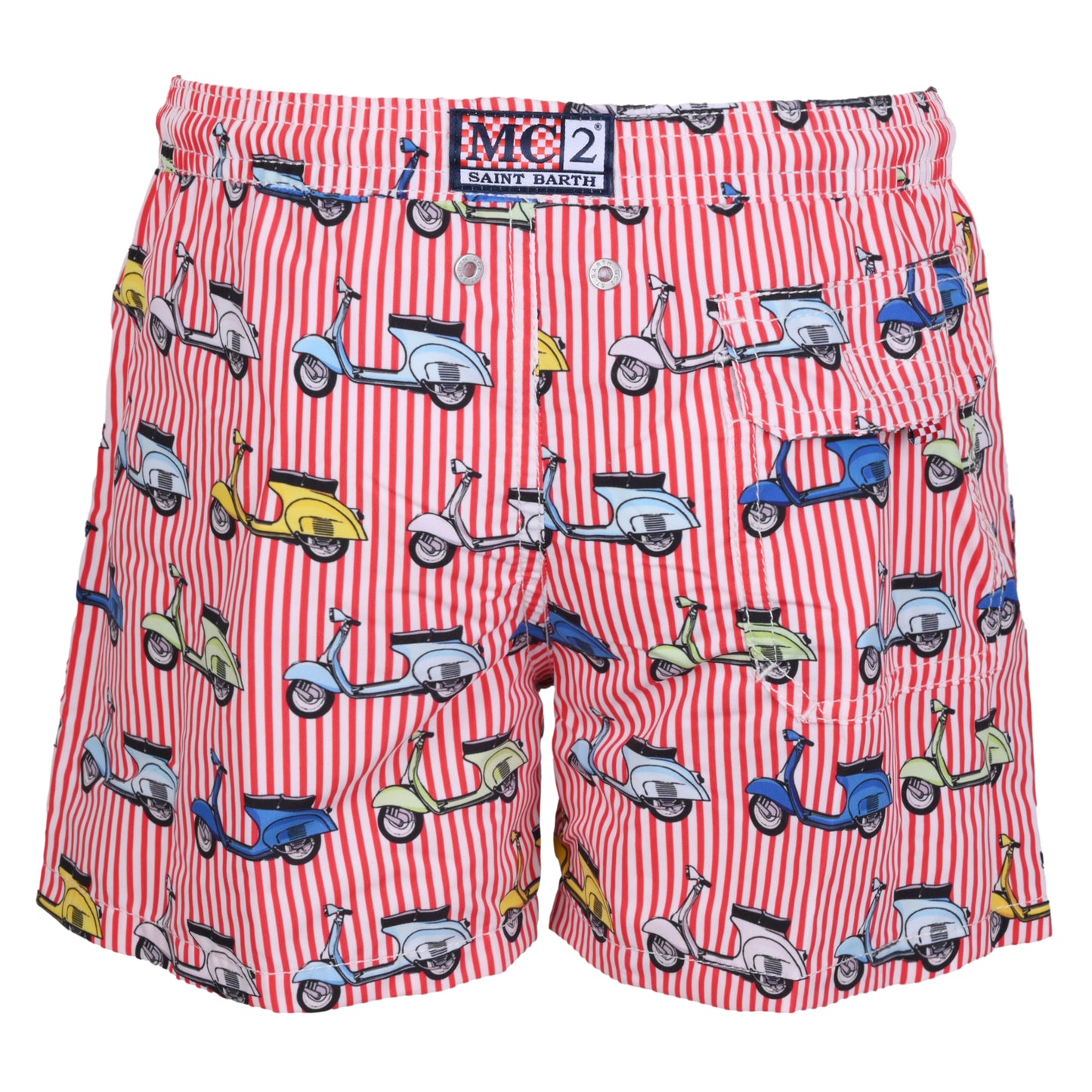 Load image into Gallery viewer, Jean Movigo Motorcycle Red Stripes Boys Swimshorts - Swim Shorts
