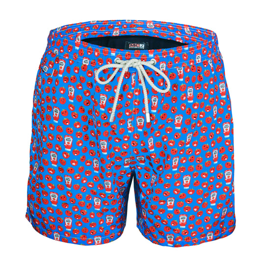 Load image into Gallery viewer, Lighting Micro Gnam Ketchup Blue/Red Mens Swimshorts - Men’s Swim Shorts
