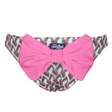 Madame Slip with Bow Emerald-Fuscia Multi - Bikini Bottom