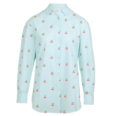 Brigitte Shirt Seersucker Stripes Cherry - Top