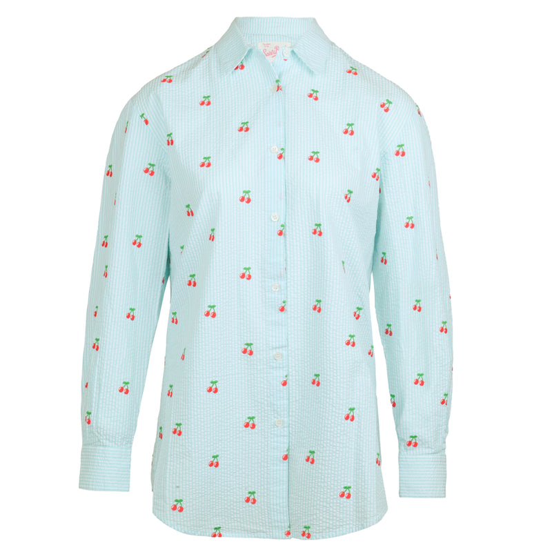 Brigitte Shirt Seersucker Stripes Cherry