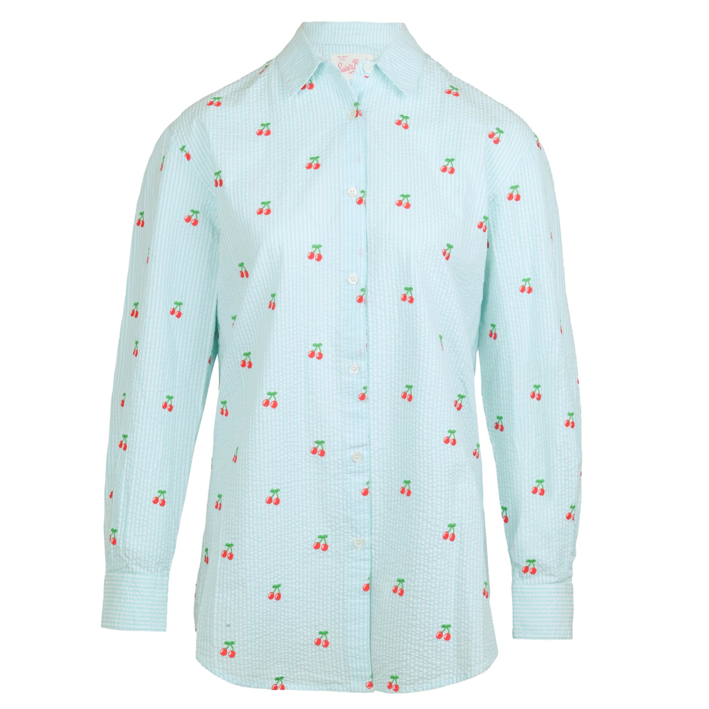 Load image into Gallery viewer, Brigitte Shirt Seersucker Stripes Cherry - Top
