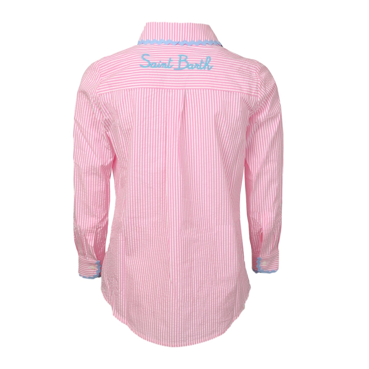Load image into Gallery viewer, Mini Brigitte Shirt Seersucker Stripes Pink - Girls Top
