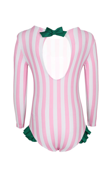 Cressy One Piece Pink Swimsuit Long Sleeves