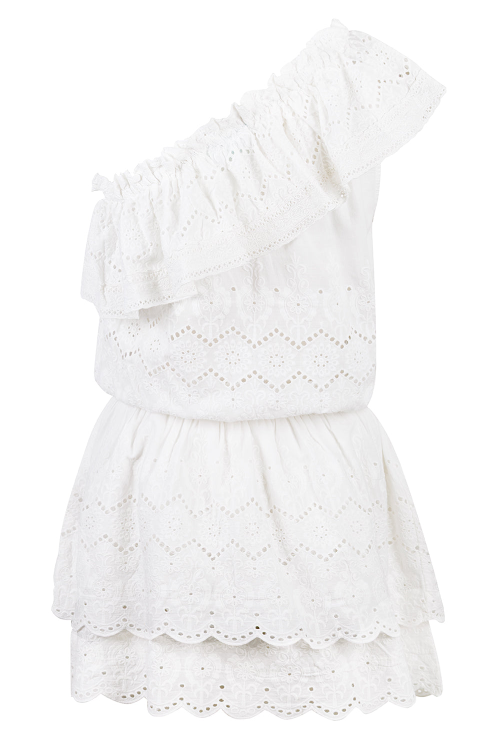 Load image into Gallery viewer, Bree One Shoulder Ruffle Dress White
