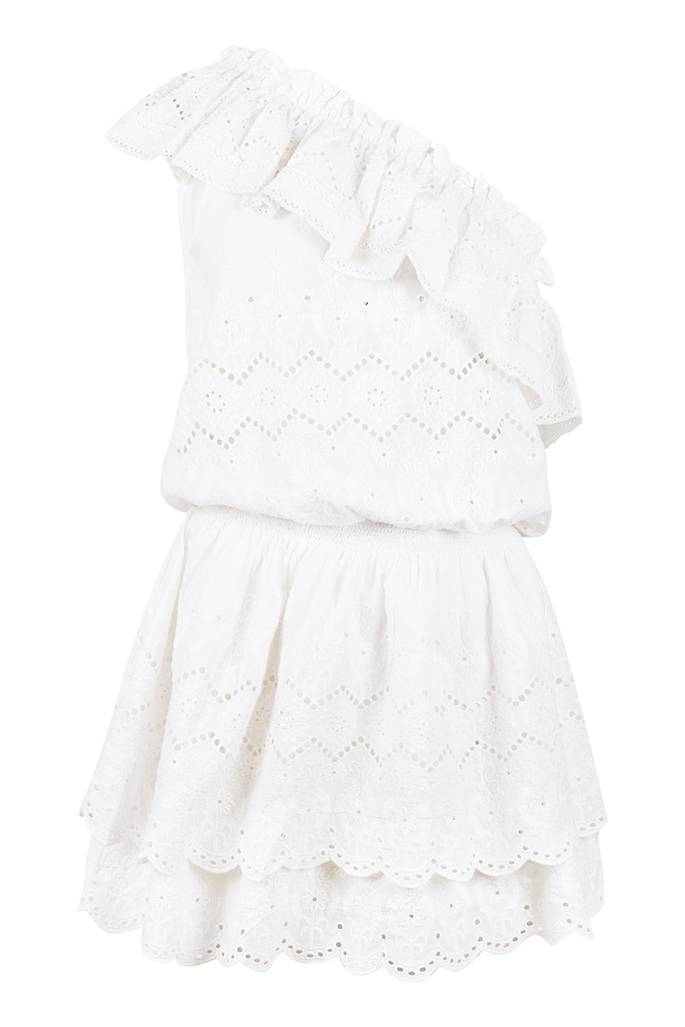 Load image into Gallery viewer, Bree One Shoulder Ruffle Dress White
